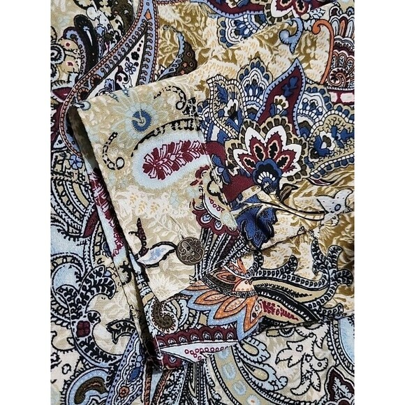 ROZ&ALI Paisley Print Shirt Womens Plus 2X Roll Tab Sleeves Careerwear- Western - Picture 4 of 14